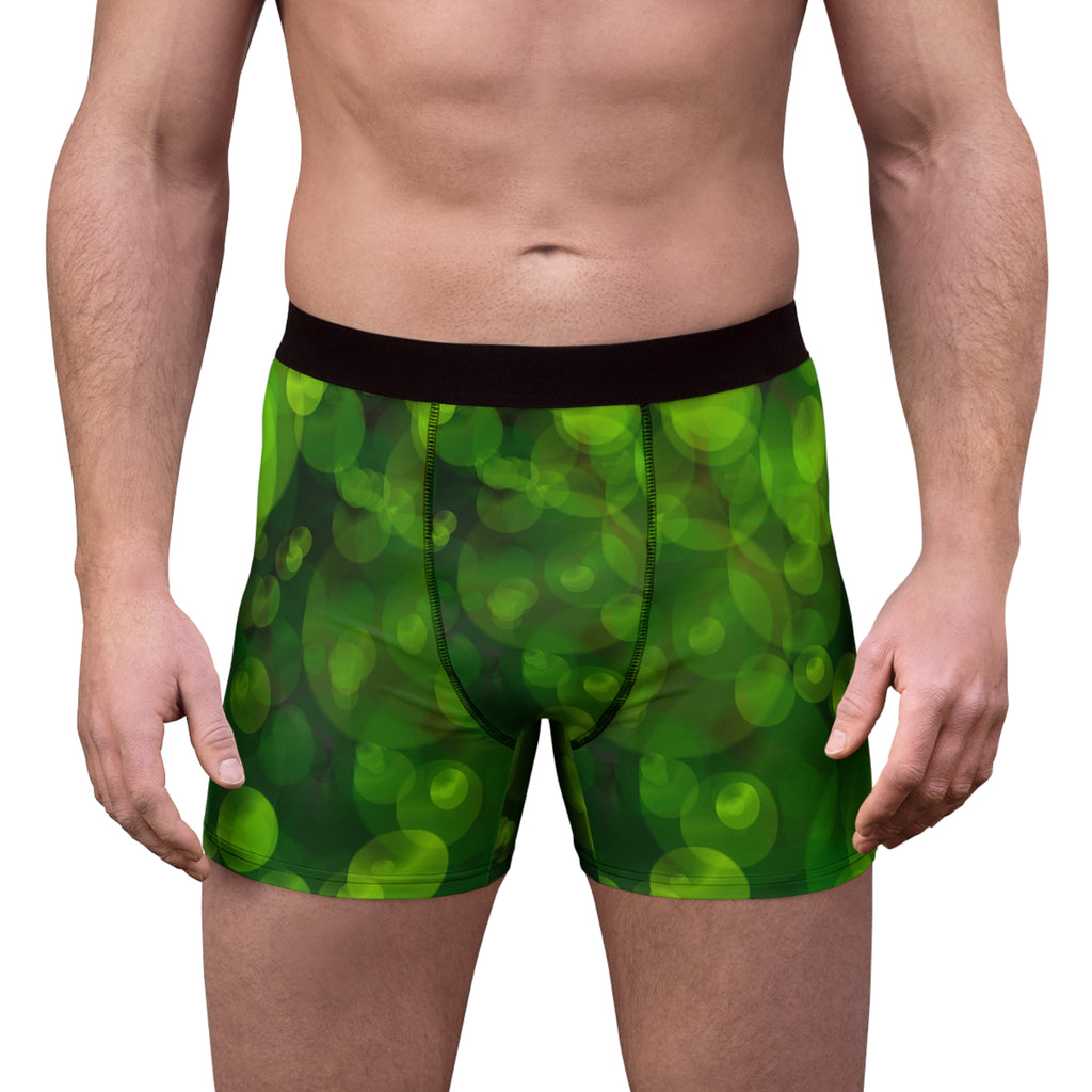 Emerald Glow Boxer Briefs – Soft Green Bokeh Design