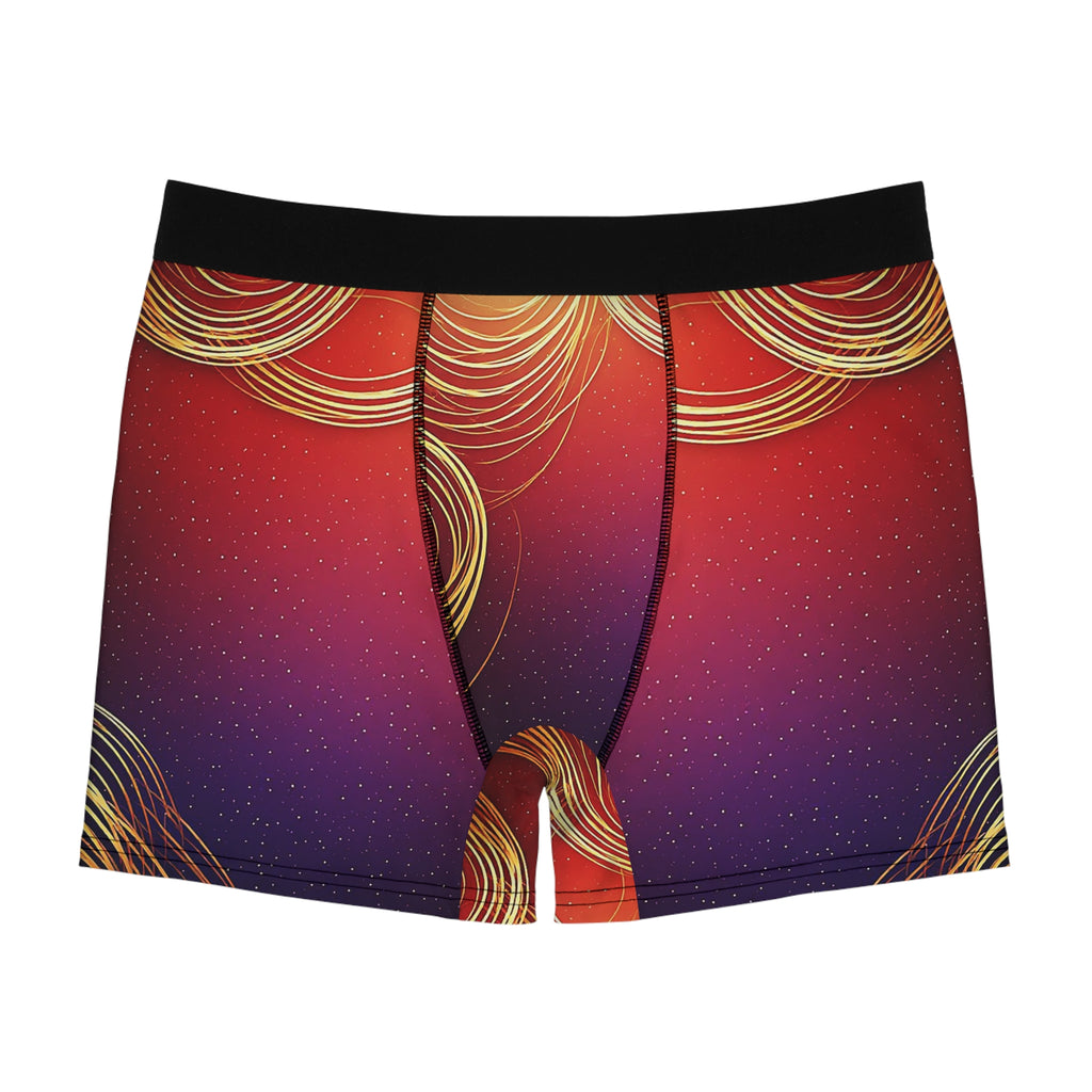 Midnight Luxe Boxer Briefs – Crimson Gold Glow