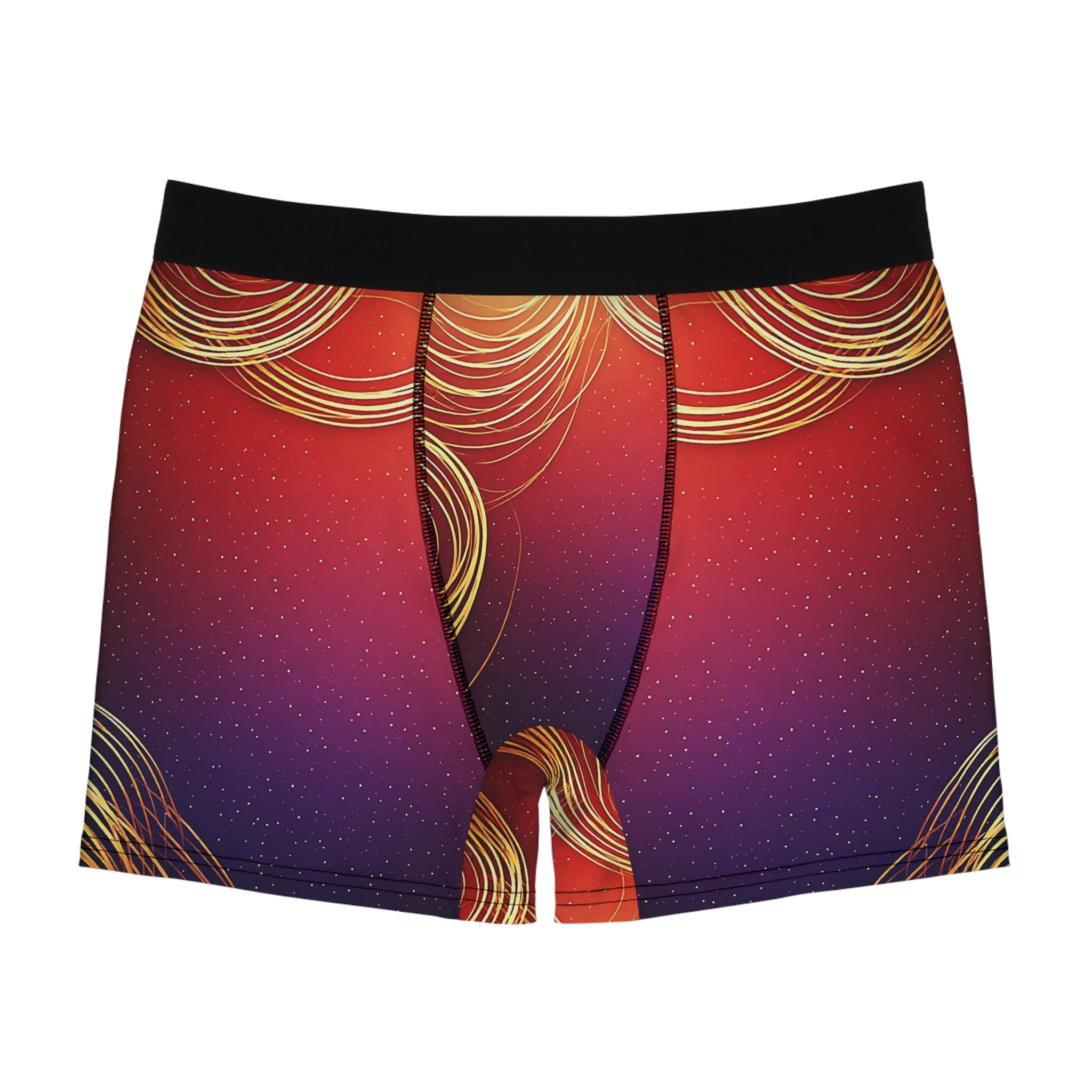 Midnight Luxe Boxer Briefs – Crimson Gold Glow
