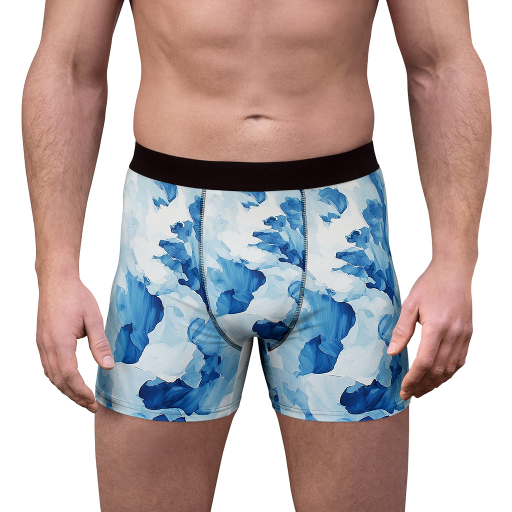 Azure Bloom Boxer Briefs – Abstract Blue Floral Design