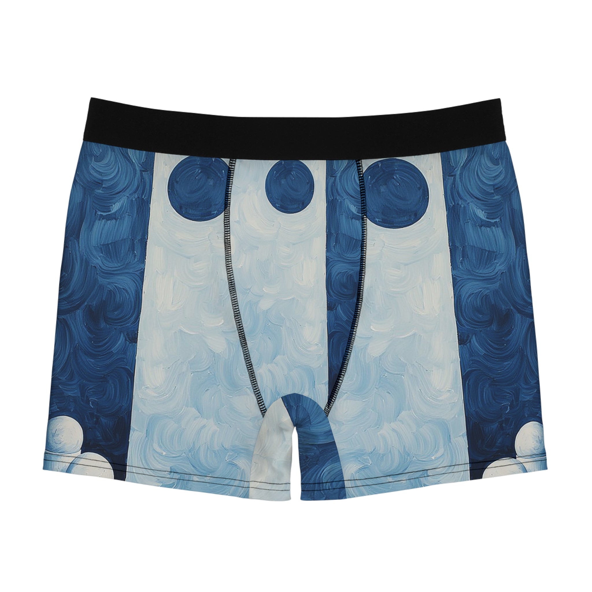 Midnight Columns Boxer Briefs – Abstract Blue Panel Design