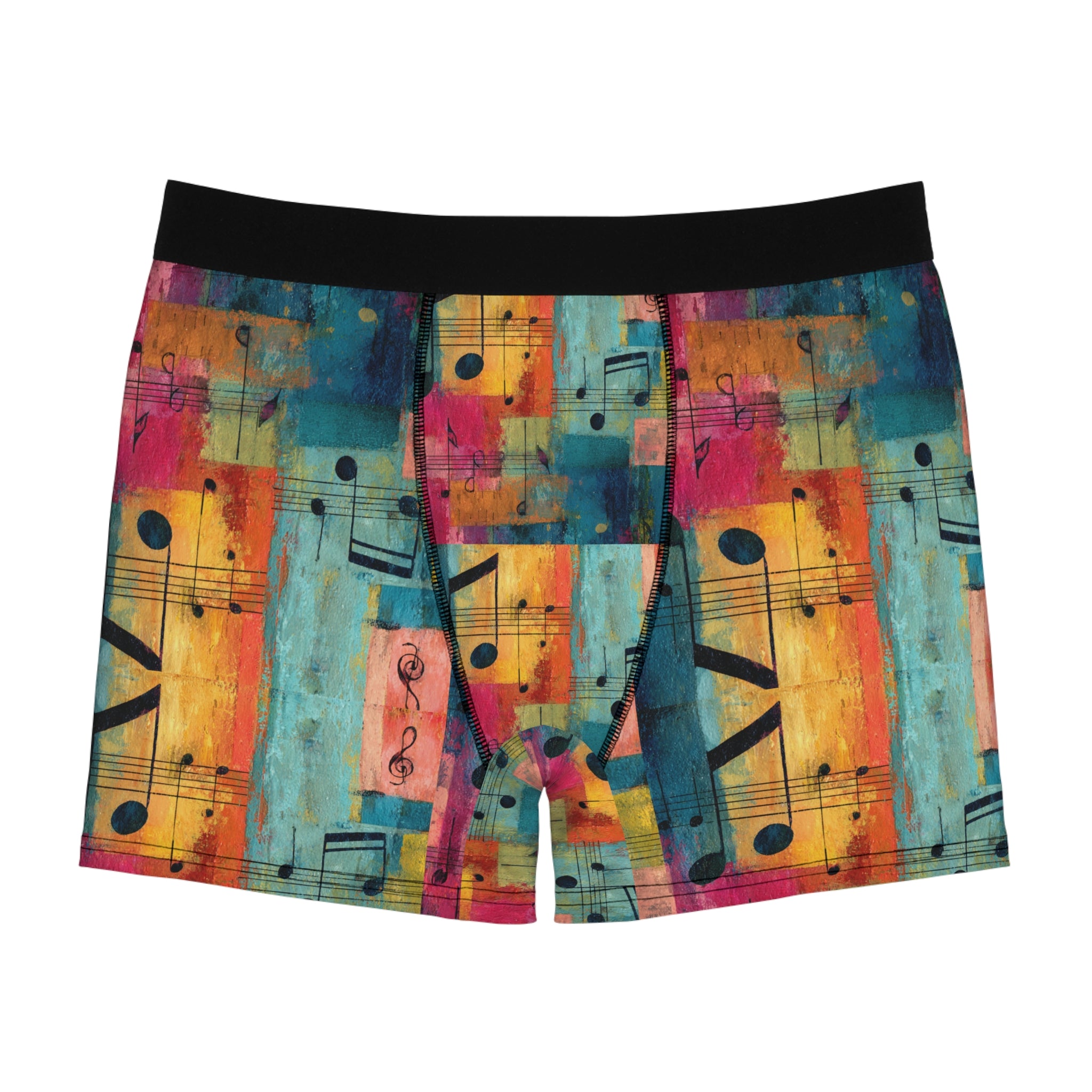 Abstract Music Note Boxer Briefs – Colorful Artistic Sound Design