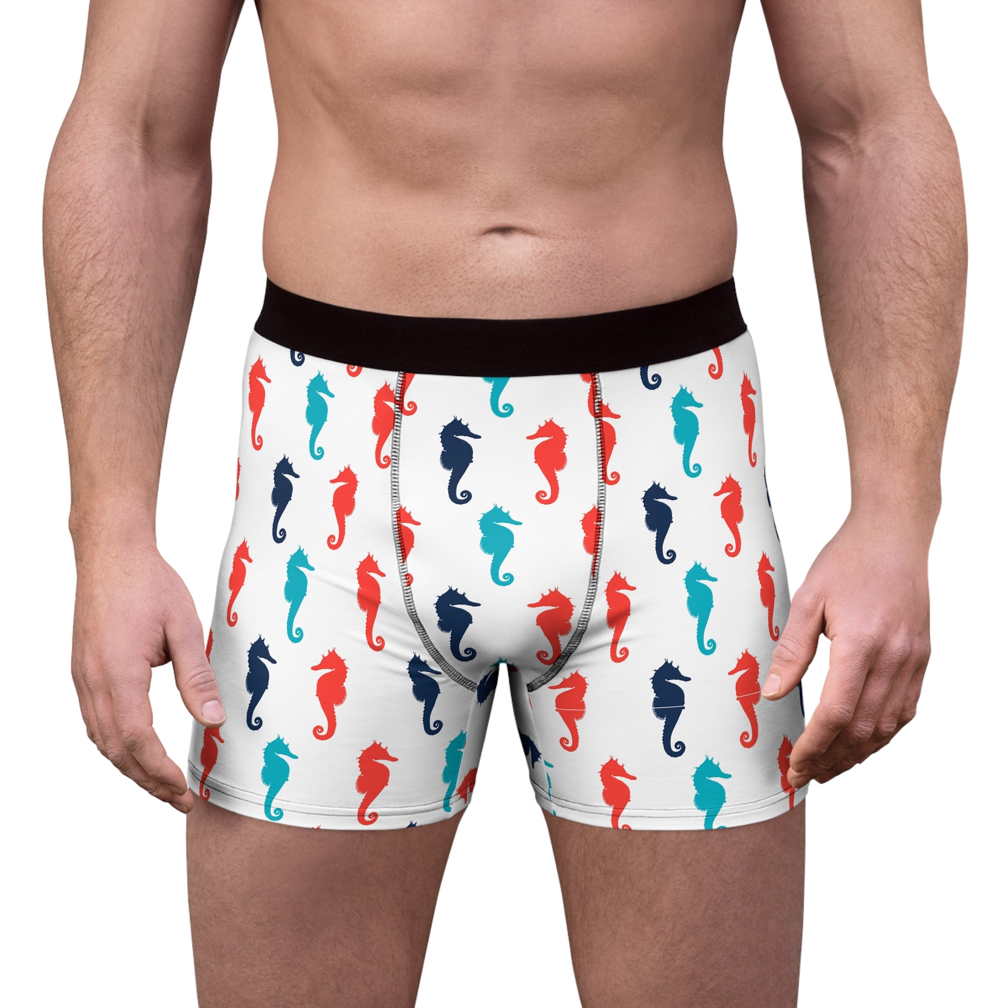 Playful Seahorse Boxer Briefs – Coastal Pop Pattern Underwear
