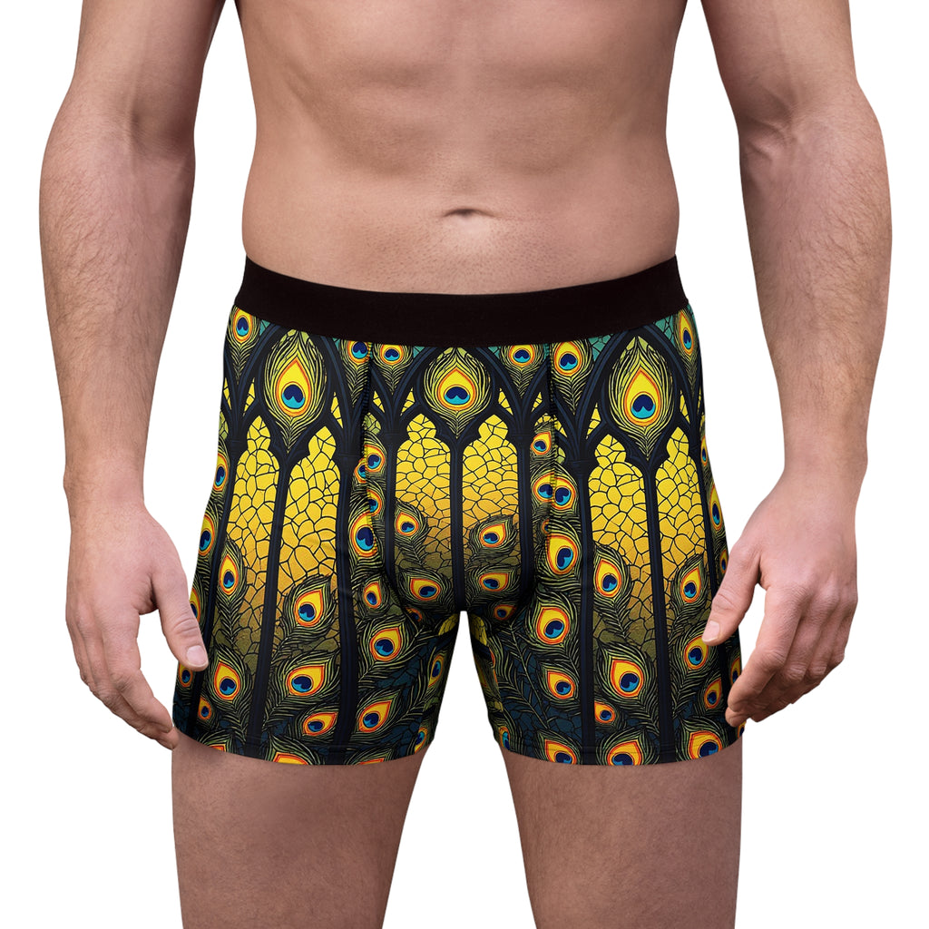 Peacock Cathedral Boxer Briefs – Golden Stained Glass Edition