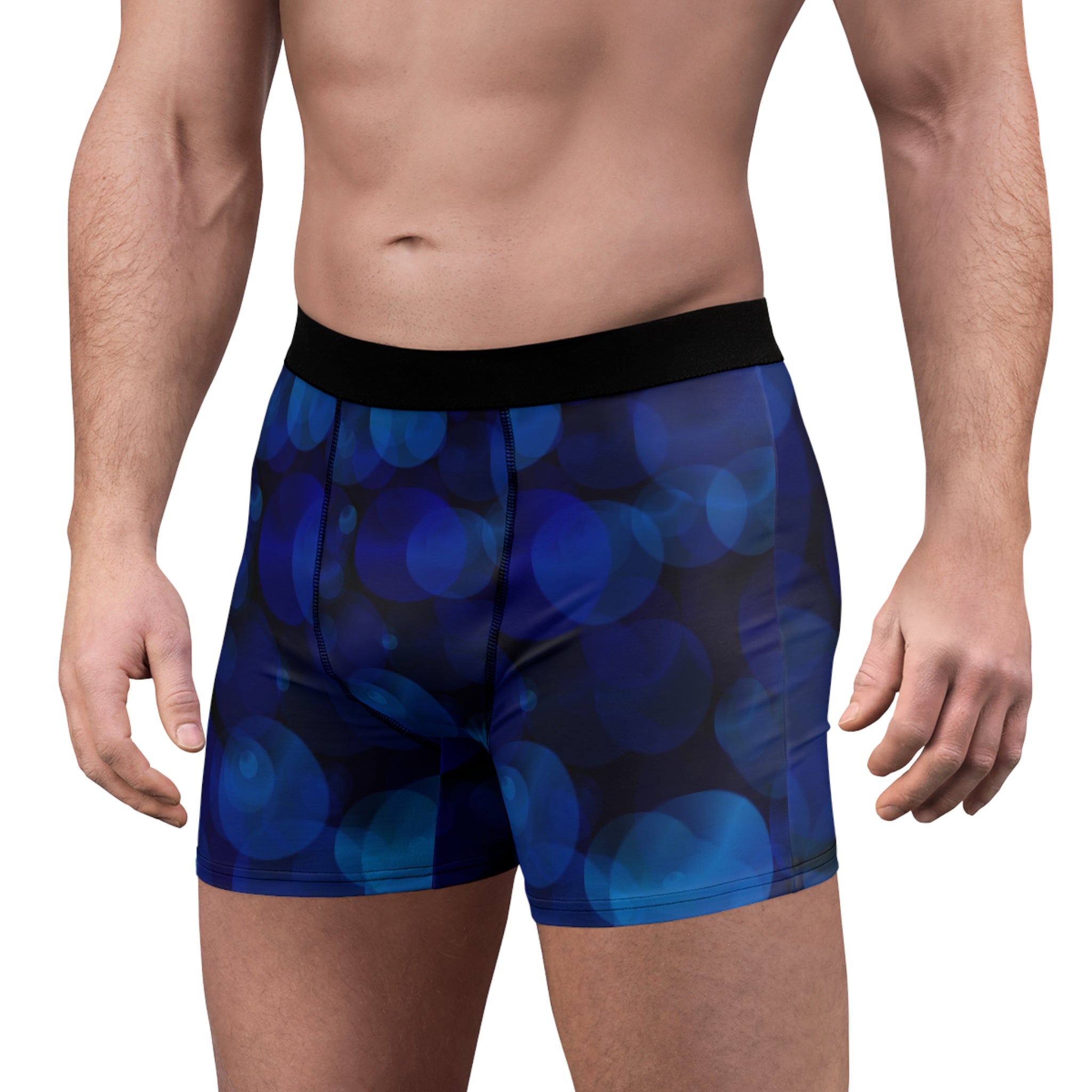 Midnight Blue Glow Boxer Briefs – Soft Bokeh Night Design