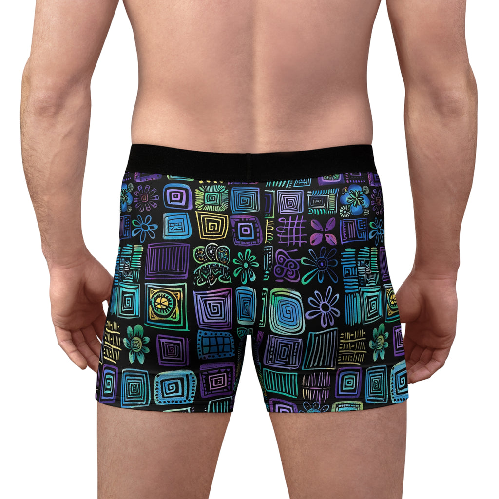 Neon Retro Pattern Boxer Briefs – Midnight Pop Edition