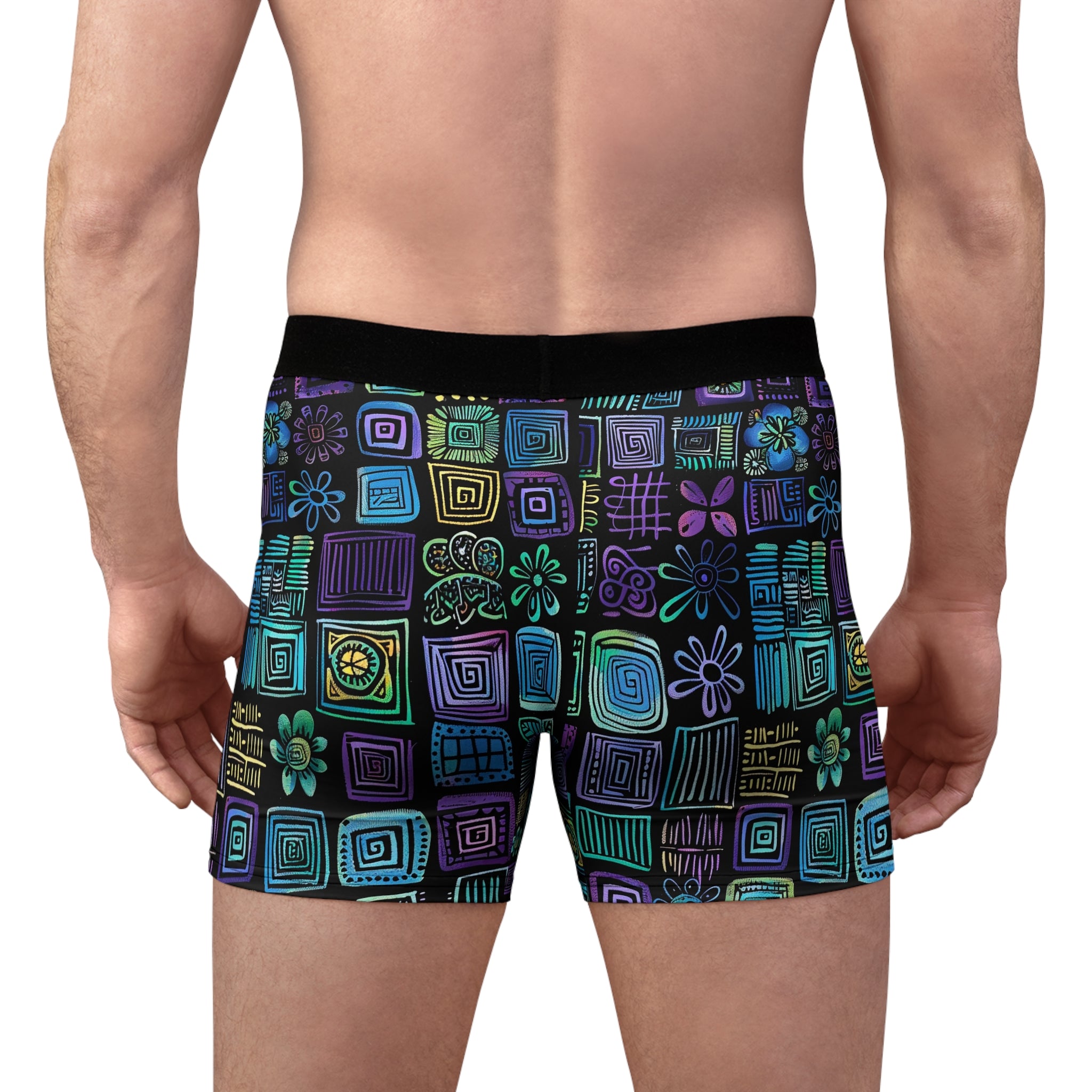 Neon Retro Pattern Boxer Briefs – Midnight Pop Edition
