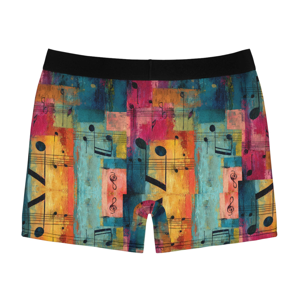 Abstract Music Note Boxer Briefs – Colorful Artistic Sound Design