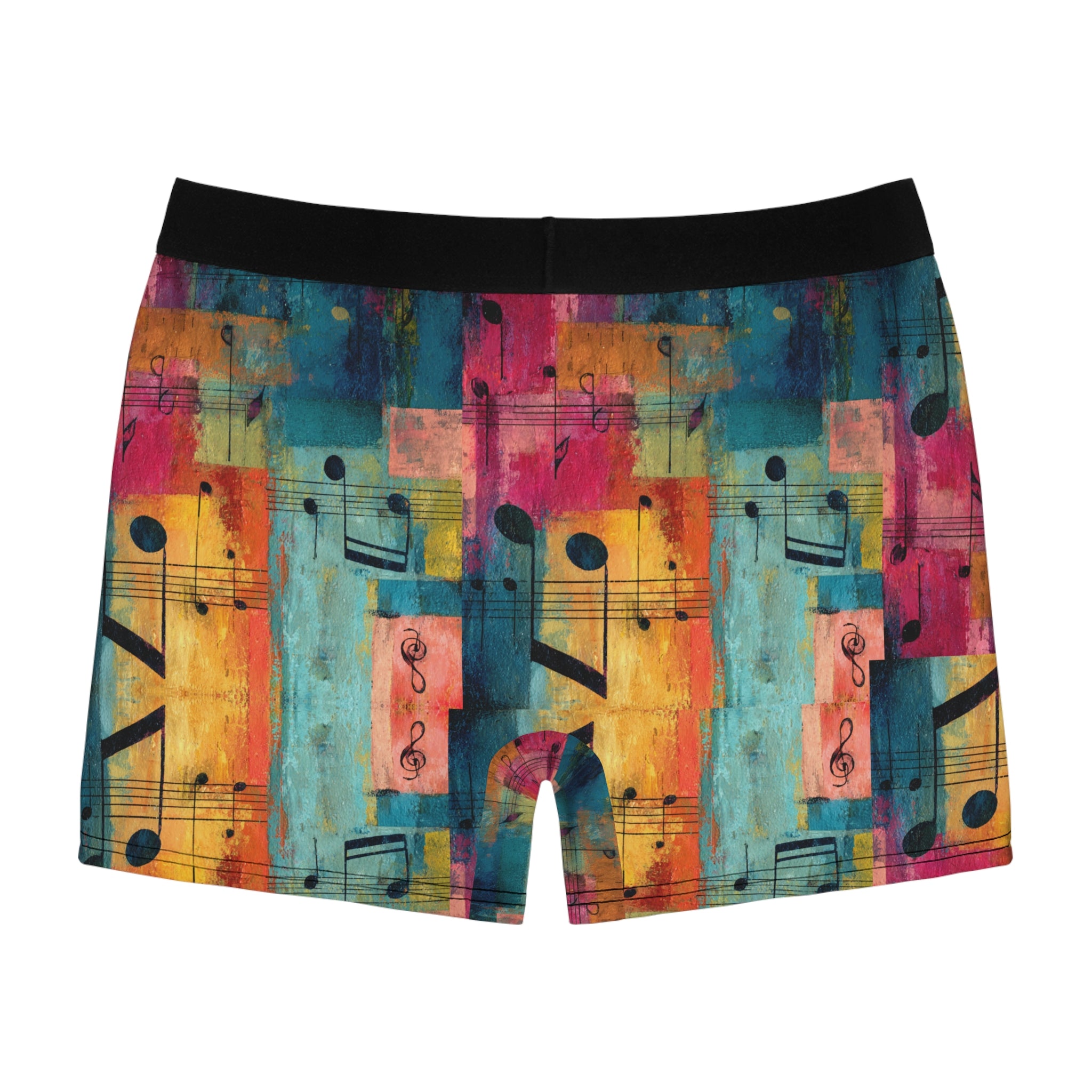 Abstract Music Note Boxer Briefs – Colorful Artistic Sound Design