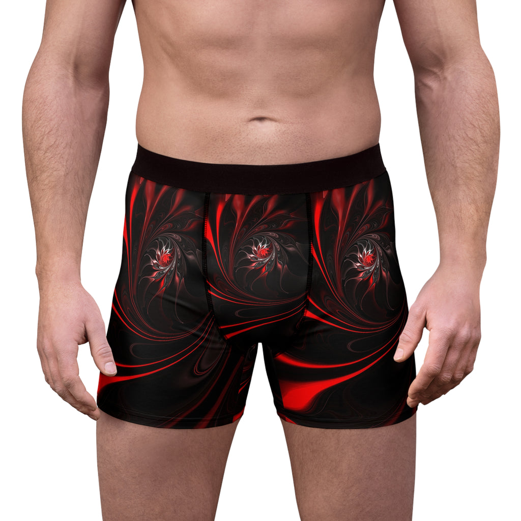 Inferno Spiral Boxer Briefs – Red & Black Abstract Energy Design