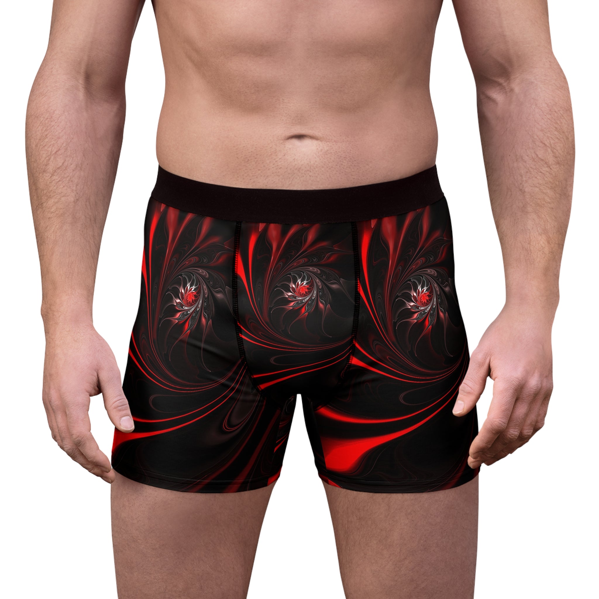 Inferno Spiral Boxer Briefs – Red & Black Abstract Energy Design