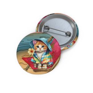 🔥 The “I love my Cat” Pin Series is HERE! 🔥 Colorful Cat on Beach with flower
